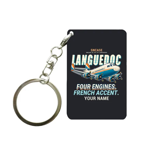 SNCASE SE.161-P7 Languedoc - Cartoon + Name - Key Chain - Black
