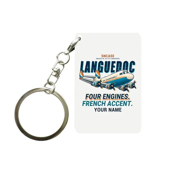 SNCASE SE.161-P7 Languedoc - Cartoon + Name - Key Chain - White