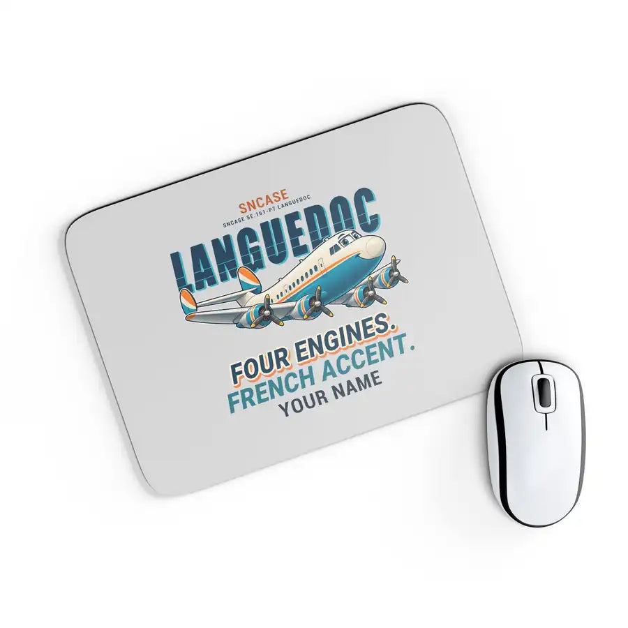 SNCASE SE.161-P7 Languedoc - Cartoon + Name - Mouse Pad - Light Gray