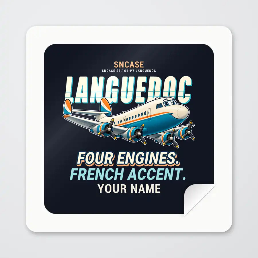 SNCASE SE.161-P7 Languedoc - Cartoon + Name - Square Sticker - Peel
