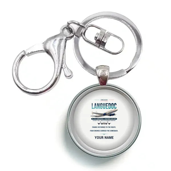 SNCASE SE.161-P7 Languedoc - Original + Name - Circle Key Chain - White