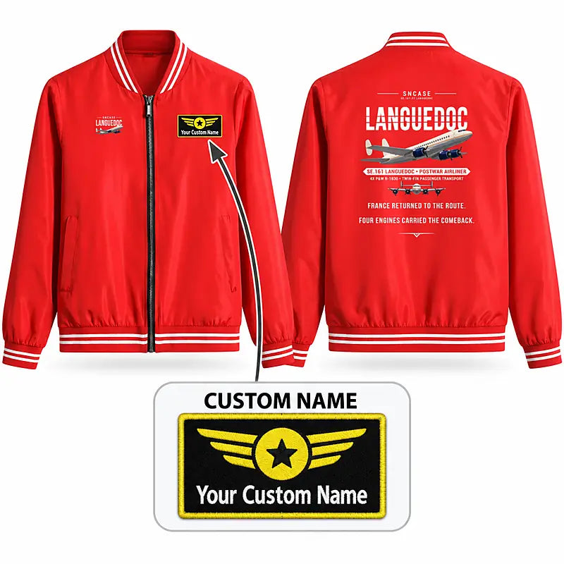 SNCASE SE.161-P7 Languedoc Stylish Jackets - Baseball Collar - Original + Name - Red