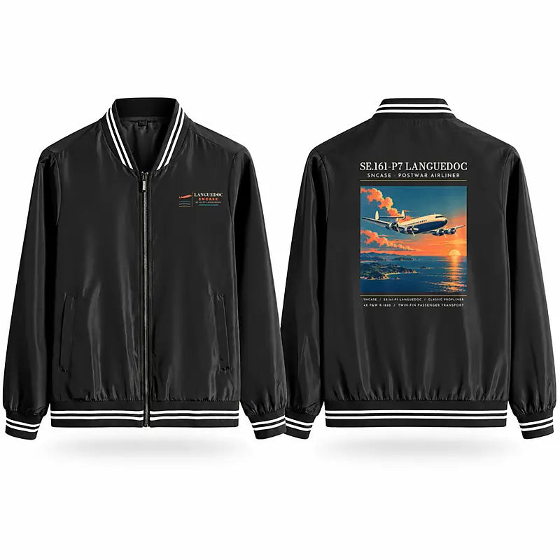 SNCASE SE.161-P7 Languedoc Stylish Jackets - Baseball Collar - Poster - Black