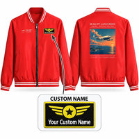 Thumbnail for SNCASE SE.161-P7 Languedoc Stylish Jackets - Baseball Collar - Poster + Name - Red