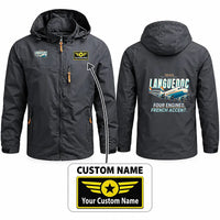 Thumbnail for SNCASE SE.161-P7 Languedoc Stylish Jackets - Hooded Windbreaker - Cartoon + Name - Charcoal