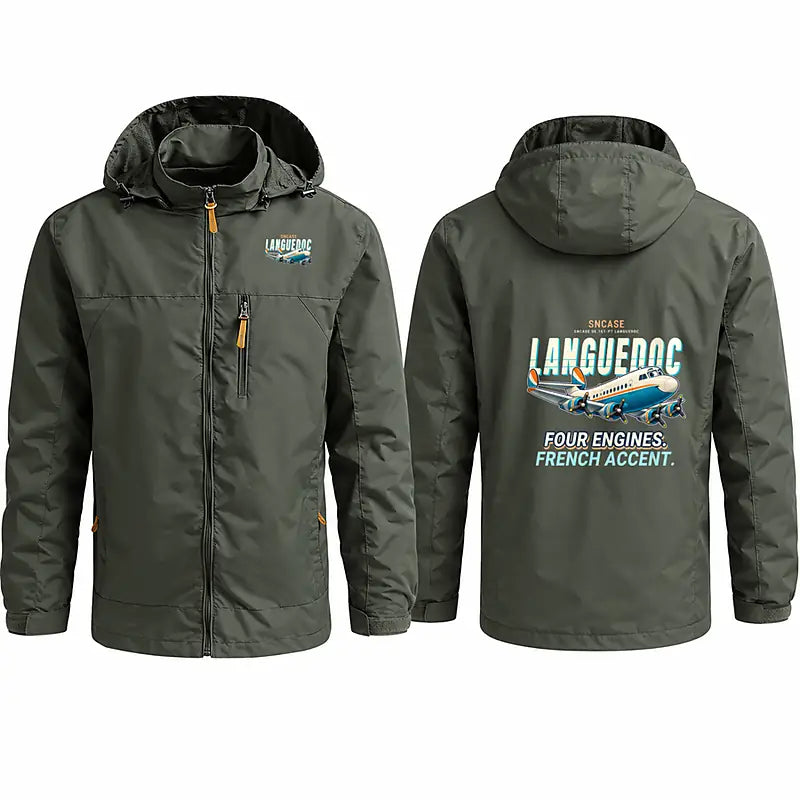SNCASE SE.161-P7 Languedoc Stylish Jackets - Hooded Windbreaker - Cartoon - Olive Green