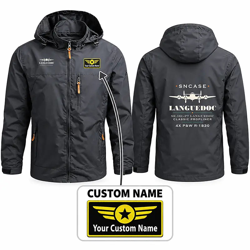 SNCASE SE.161-P7 Languedoc Stylish Jackets - Hooded Windbreaker - Heritage + Name - Charcoal