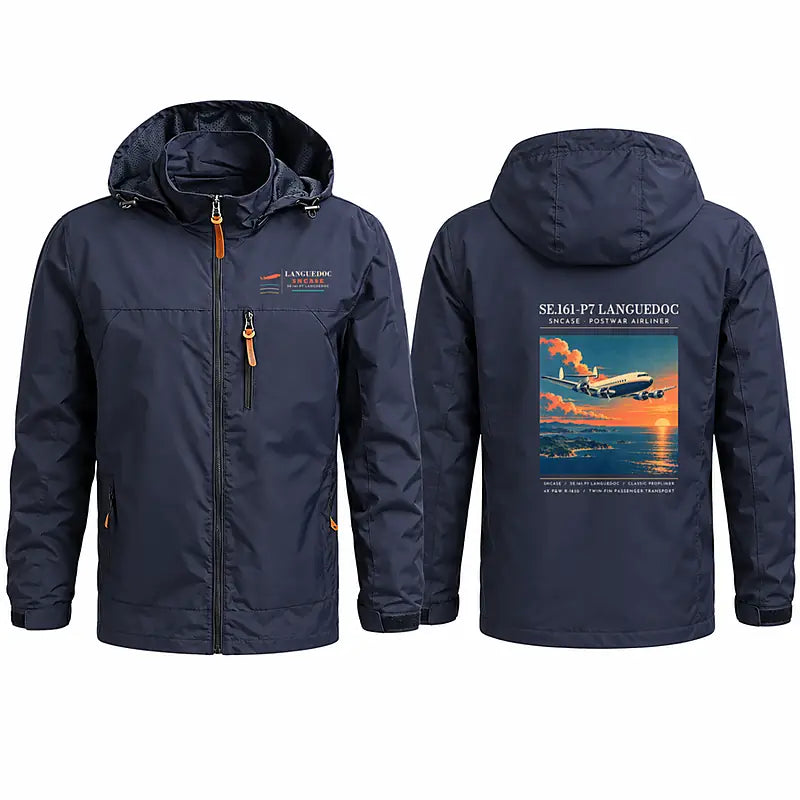 SNCASE SE.161-P7 Languedoc Stylish Jackets - Hooded Windbreaker - Poster - Navy Blue