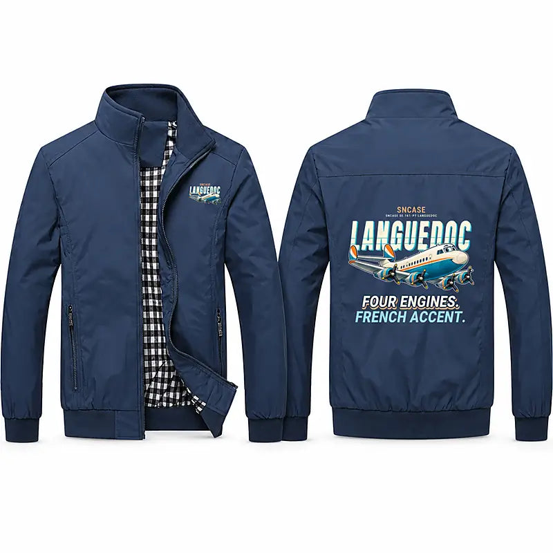 SNCASE SE.161-P7 Languedoc Stylish Jackets - Stand Collar - Cartoon - Navy Blue