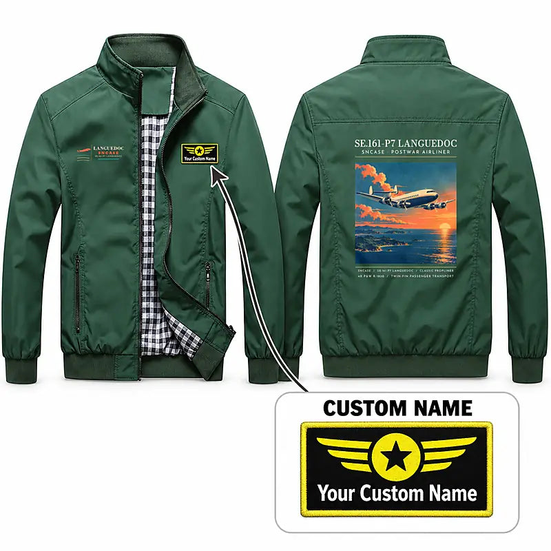SNCASE SE.161-P7 Languedoc Stylish Jackets - Stand Collar - Poster + Name - Green