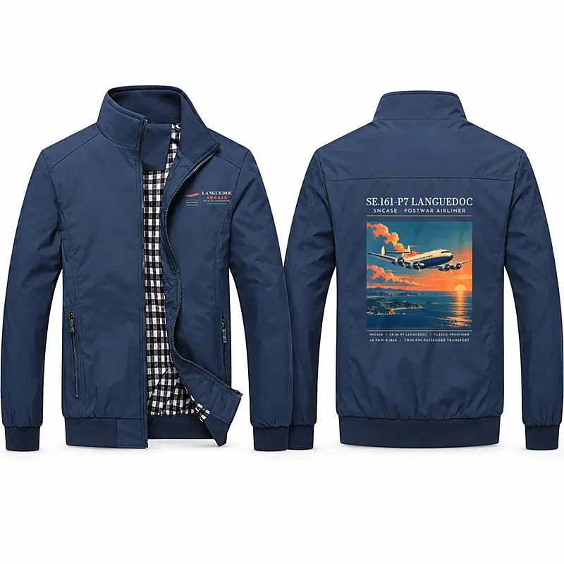SNCASE SE.161-P7 Languedoc Stylish Jackets - Stand Collar - Poster - Navy Blue