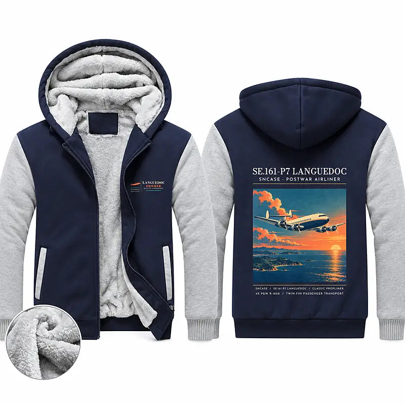 SNCASE SE.161-P7 Languedoc Zipped Sweatshirts - Poster - Navy & Gray