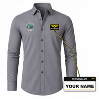 Thumbnail for Southampton Airport (SOU) Shirts - Long Sleeve Shirt - Badge - Gray + NAME