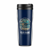 Thumbnail for Southampton Airport (SOU) Travel Mugs - Badge + Name - Plastic (No Holder) - Dark Blue