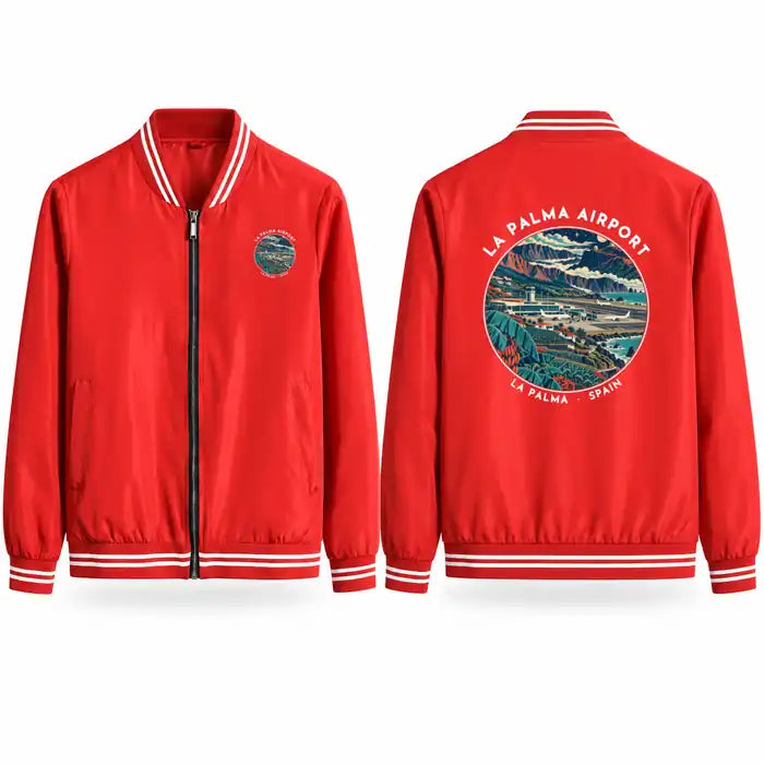 La Palma Airport (SPC) Stylish Jackets - Baseball Collar - Badge - Red