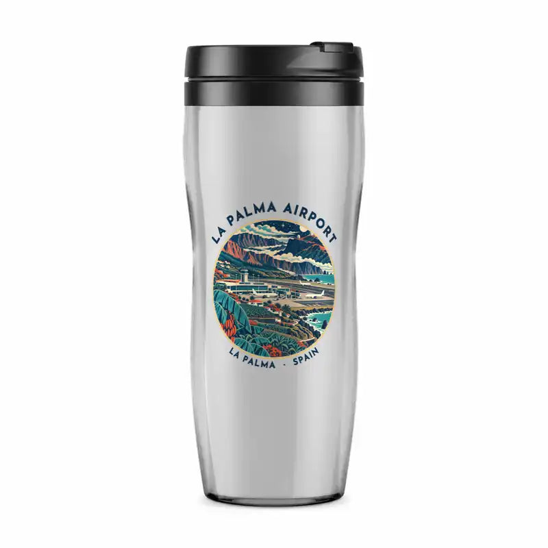 La Palma Airport (SPC) Travel Mugs - Badge - Plastic (No Holder) - Light Gray