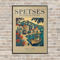 Thumbnail for SPETSES - Poster - Canvas Framed - Beige