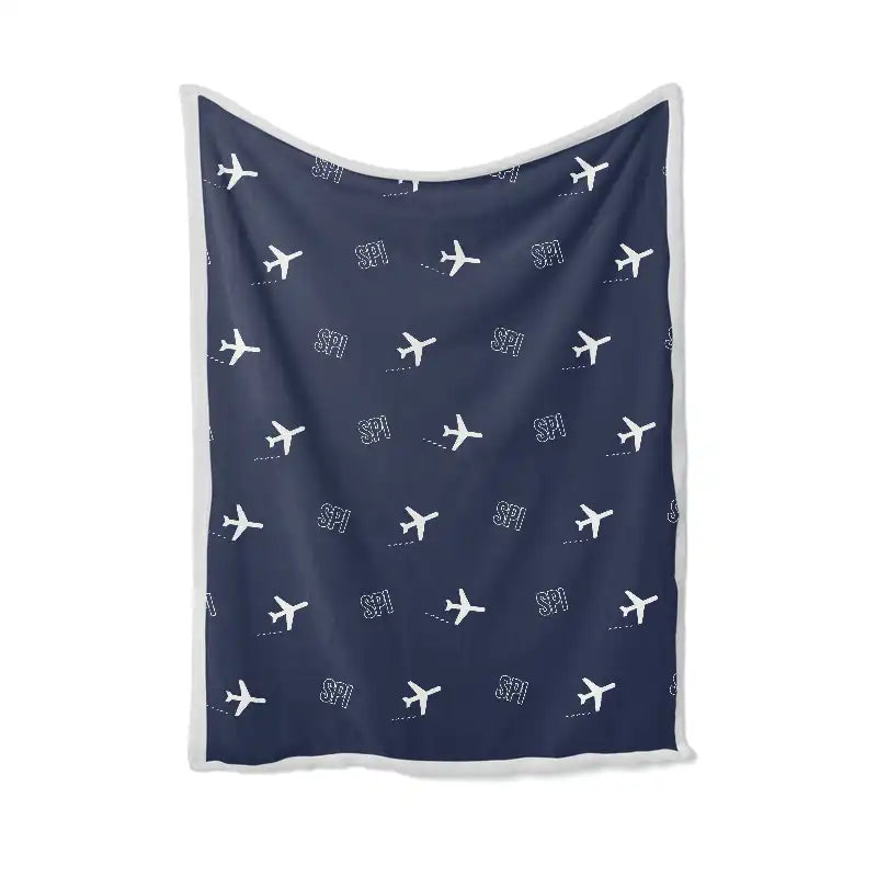 Springfield Abraham Lincoln Capital Airport (SPI) Bedding Sets & Blankets - Blanket - Pattern - Navy Blue