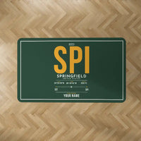 Thumbnail for Springfield Abraham Lincoln Capital Airport (SPI) Carpets - Carpet Rectangle - ID Tag + Name - Dark Green