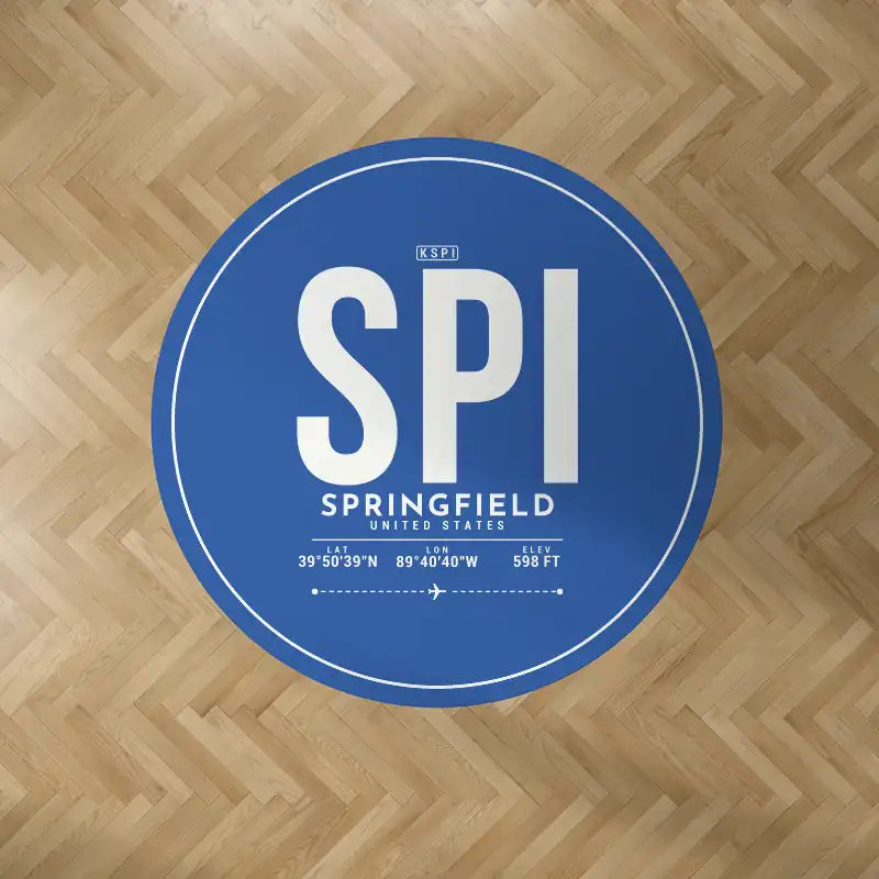 Springfield Abraham Lincoln Capital Airport (SPI) Carpets - Carpet Round - ID Tag - Blue