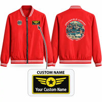 Thumbnail for Springfield Abraham Lincoln Capital Airport (SPI) Stylish Jackets - Baseball Collar - Badge + Name - Red