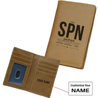 Thumbnail for Francisco C. Ada Saipan International Airport (SPN) Leather Wallets - Card Holder Wallet - Light - Tag + Name