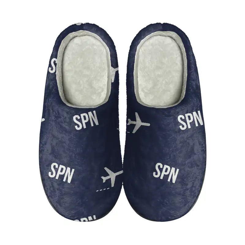 Francisco C. Ada Saipan International Airport (SPN) Slippers & Flip Flops - Slippers - Cotton - Pattern - Navy Blue