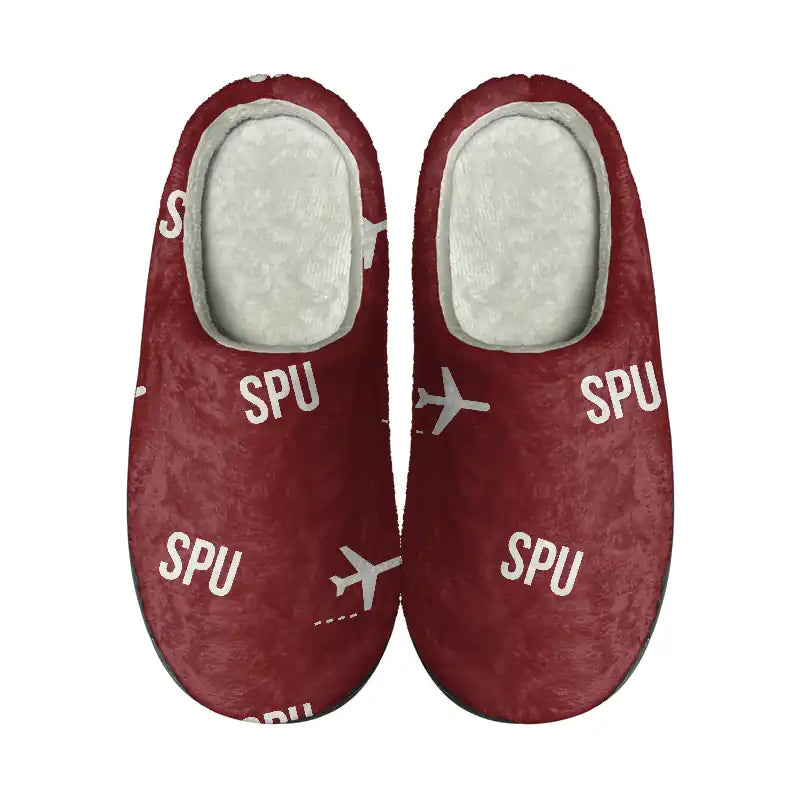 Split Airport (SPU) Slippers & Flip Flops - Slippers - Cotton - Pattern - Dark Red