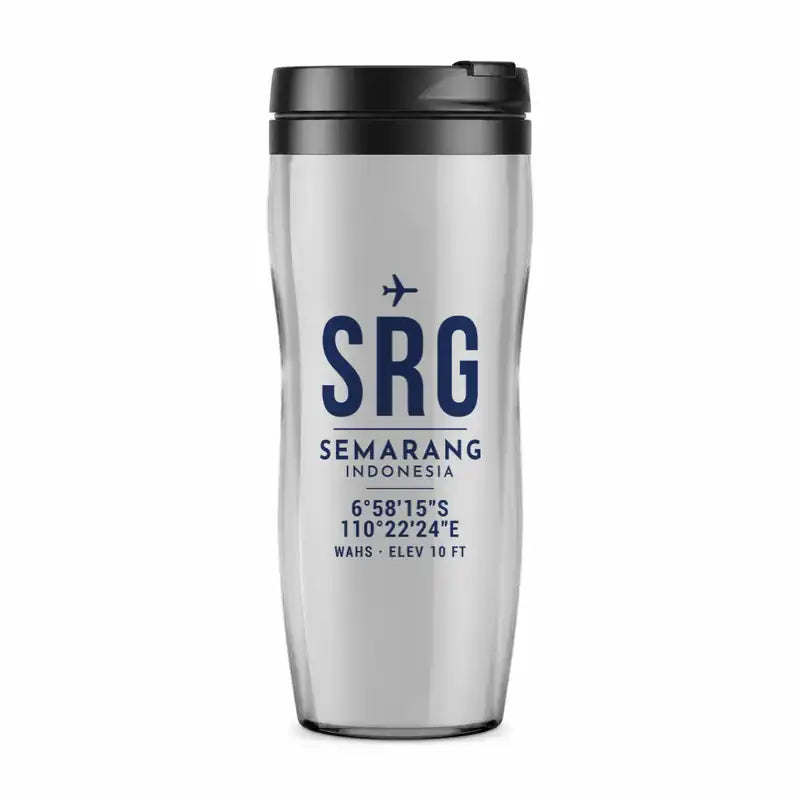 Achmad Yani International Airport (SRG) Travel Mugs - ID Tag - Plastic (No Holder) - Light Gray