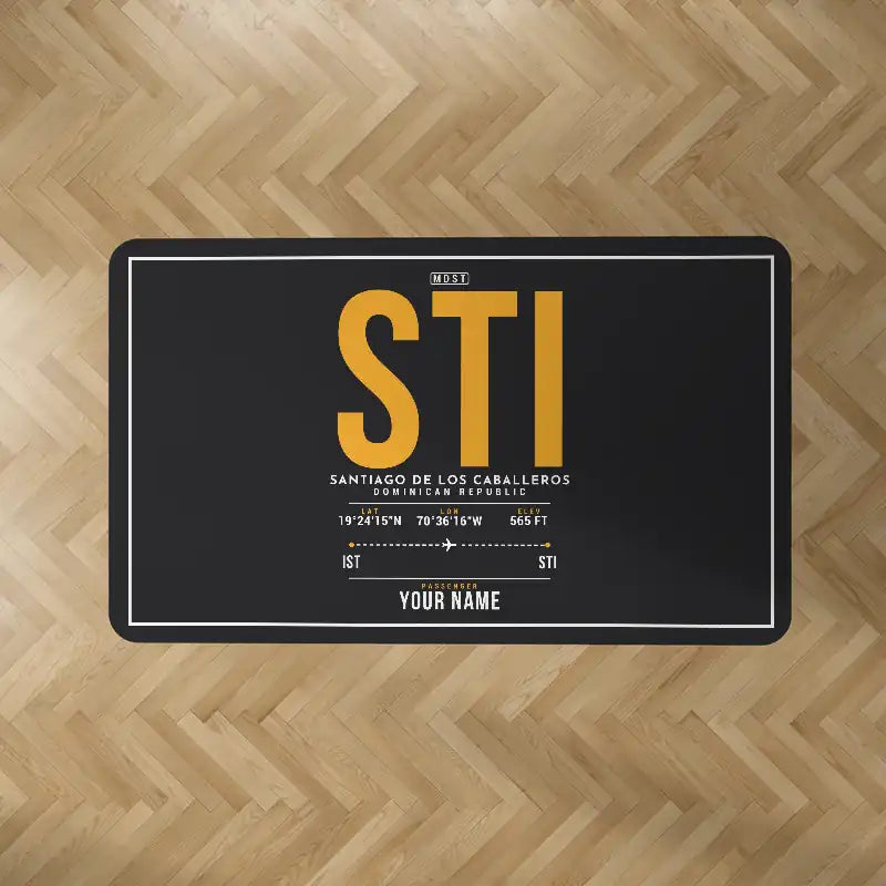 Santiago Cibao International Airport (STI) Carpets - Carpet Rectangle - ID Tag + Name - Black