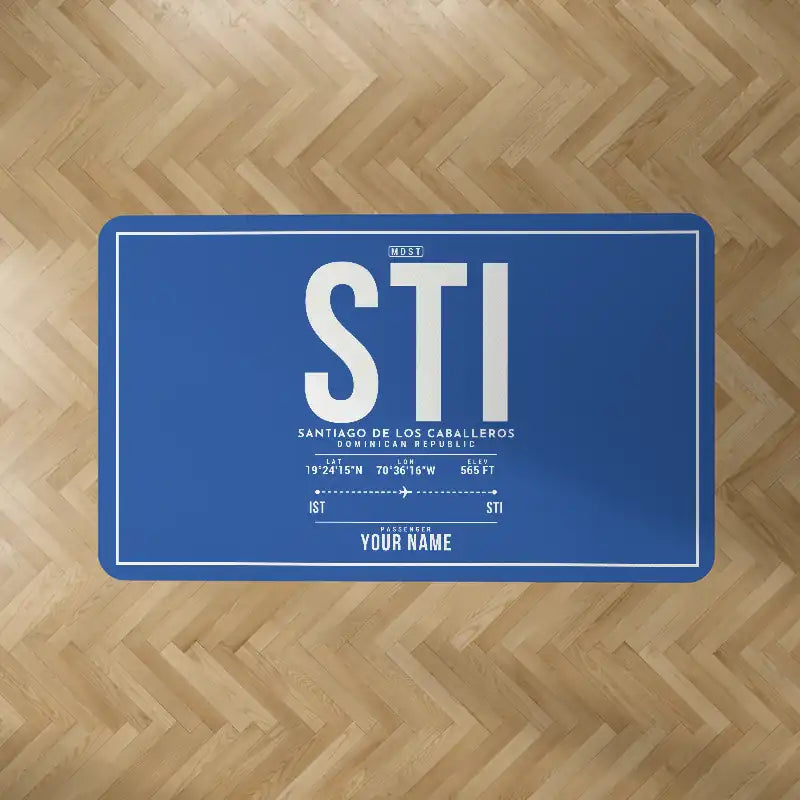 Santiago Cibao International Airport (STI) Carpets - Carpet Rectangle - ID Tag + Name - Blue