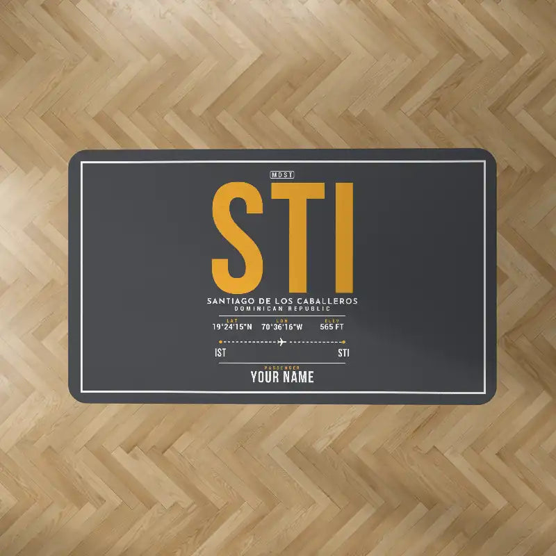 Santiago Cibao International Airport (STI) Carpets - Carpet Rectangle - ID Tag + Name - Dark Gray
