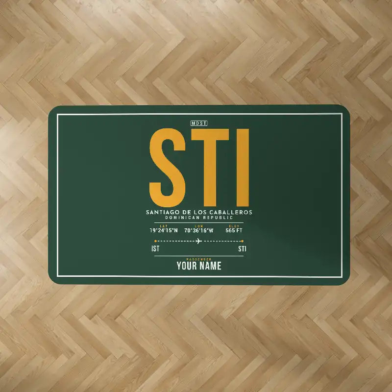 Santiago Cibao International Airport (STI) Carpets - Carpet Rectangle - ID Tag + Name - Dark Green