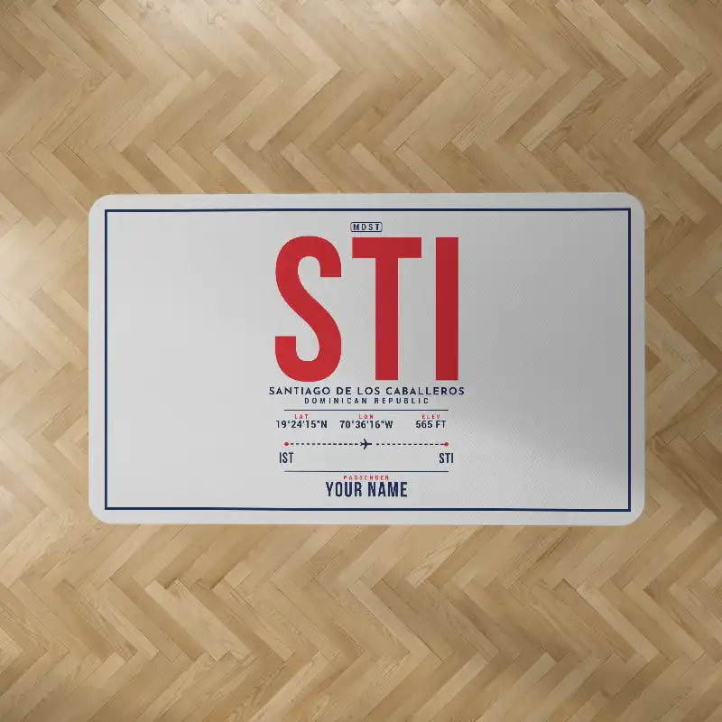 Santiago Cibao International Airport (STI) Carpets - Carpet Rectangle - ID Tag + Name - Light Gray