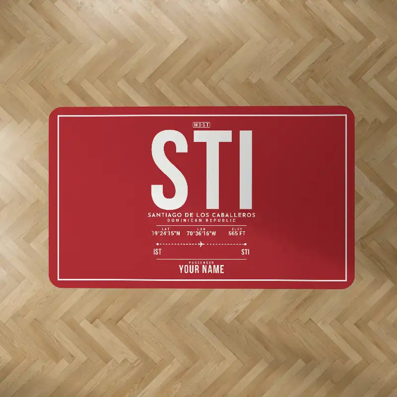 Santiago Cibao International Airport (STI) Carpets - Carpet Rectangle - ID Tag + Name - Red