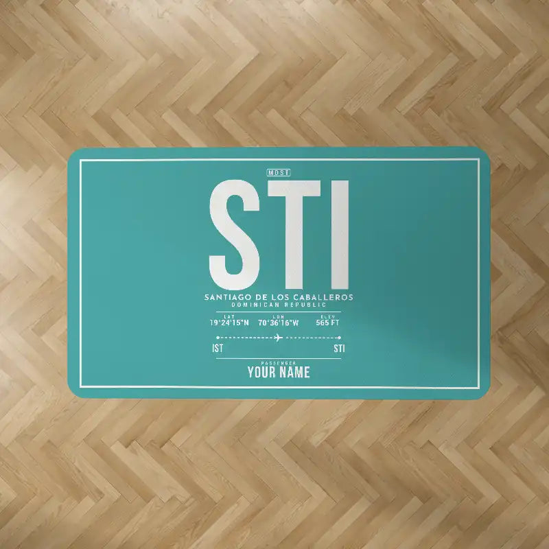 Santiago Cibao International Airport (STI) Carpets - Carpet Rectangle - ID Tag + Name - Turquoise