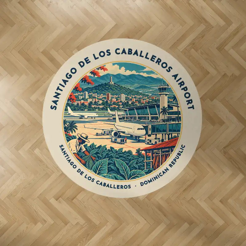 Santiago Cibao International Airport (STI) Carpets - Carpet Round - Badge - Beige