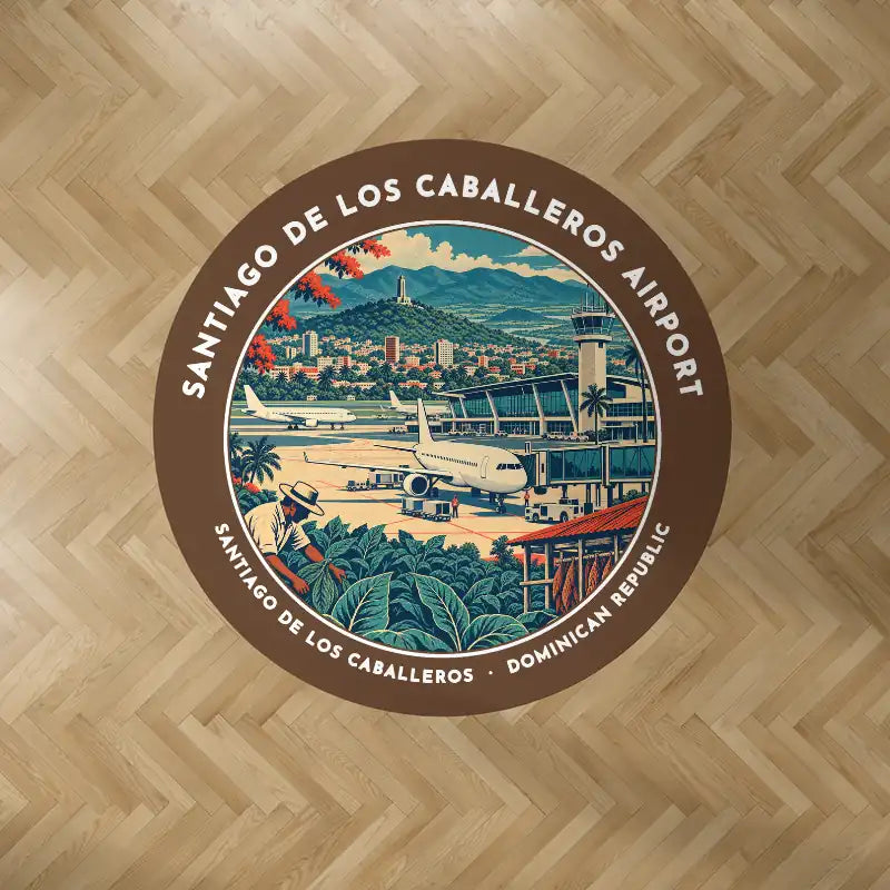 Santiago Cibao International Airport (STI) Carpets - Carpet Round - Badge - Brown