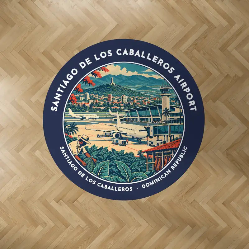 Santiago Cibao International Airport (STI) Carpets - Carpet Round - Badge - Dark Blue