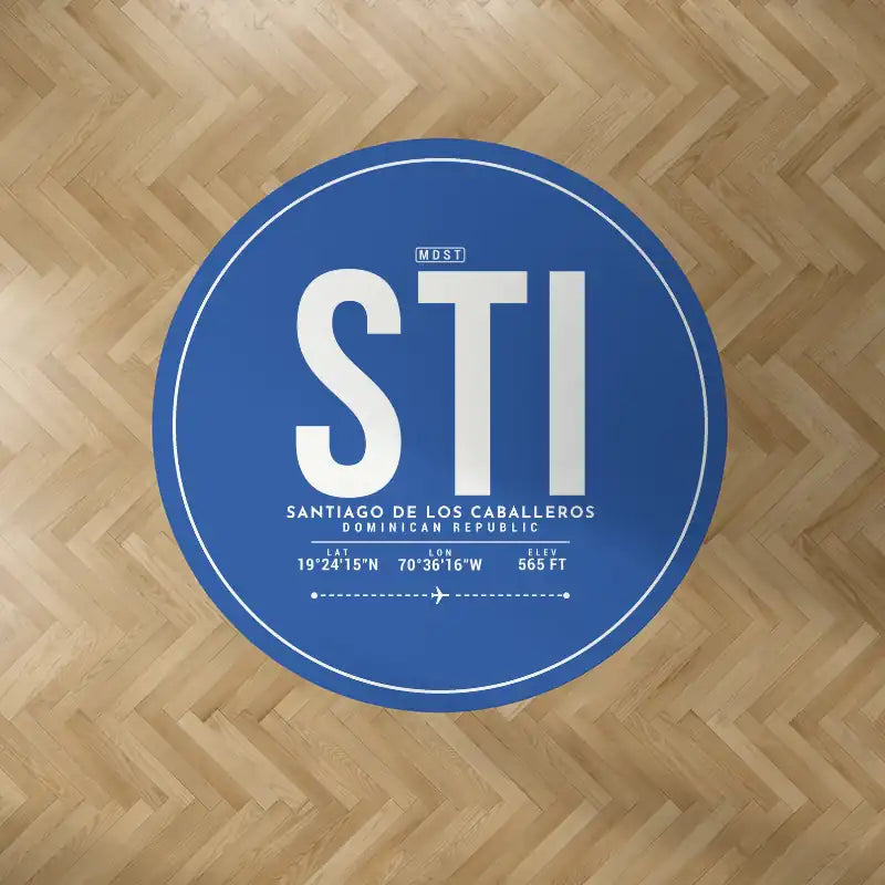Santiago Cibao International Airport (STI) Carpets - Carpet Round - ID Tag - Blue