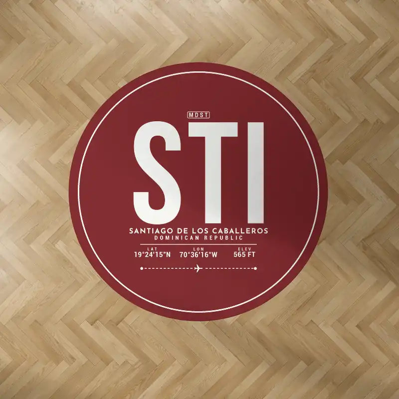Santiago Cibao International Airport (STI) Carpets - Carpet Round - ID Tag - Dark Red