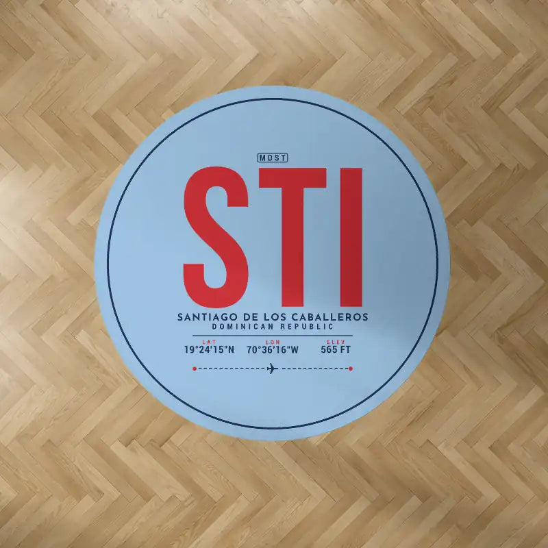 Santiago Cibao International Airport (STI) Carpets - Carpet Round - ID Tag - Light Blue