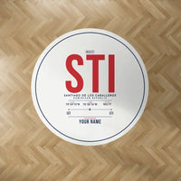 Thumbnail for Santiago Cibao International Airport (STI) Carpets - Carpet Round - ID Tag + Name - White