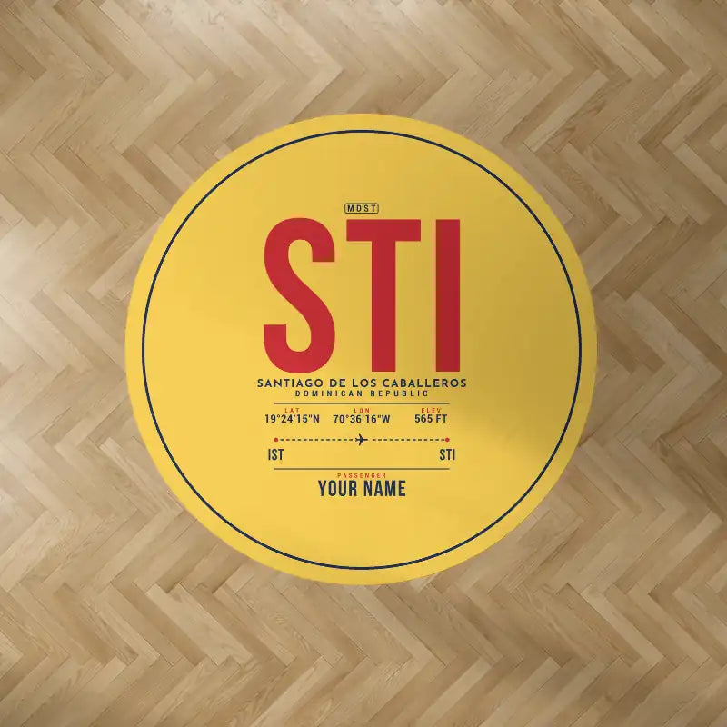 Santiago Cibao International Airport (STI) Carpets - Carpet Round - ID Tag + Name - Yellow