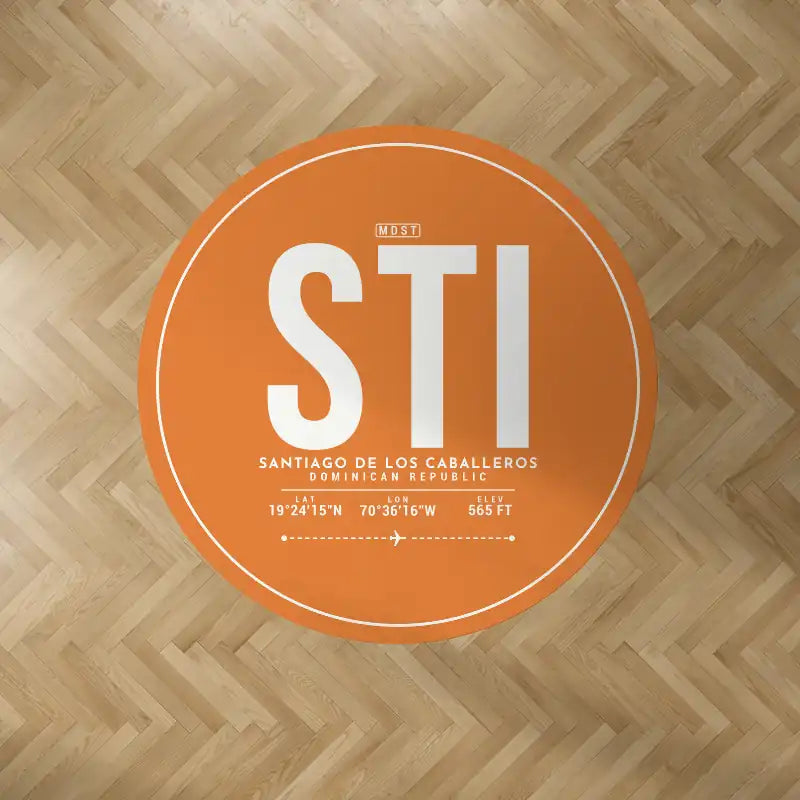Santiago Cibao International Airport (STI) Carpets - Carpet Round - ID Tag - Orange