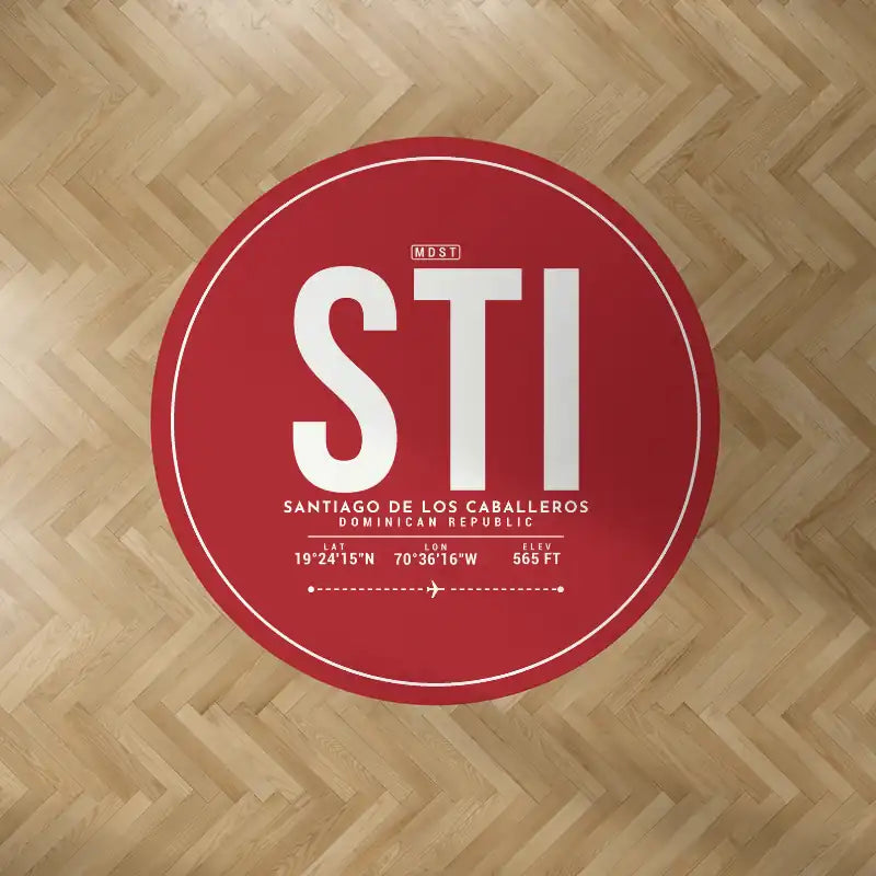 Santiago Cibao International Airport (STI) Carpets - Carpet Round - ID Tag - Red