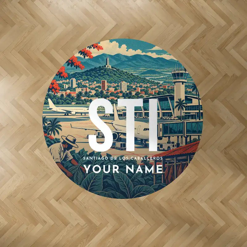 Santiago Cibao International Airport (STI) Carpets - Carpet Round - Scene + Name