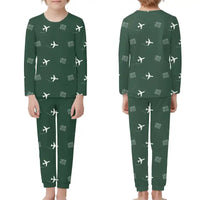 Thumbnail for Santiago Cibao International Airport (STI) Pajamas - Children Pajamas - Dark Green