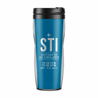 Thumbnail for Santiago Cibao International Airport (STI) Travel Mugs - ID Tag - Plastic (No Holder) - Light Blue