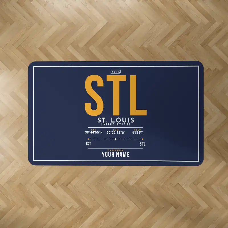St. Louis Lambert International Airport (STL) Carpets - Carpet Rectangle - ID Tag + Name - Dark Blue
